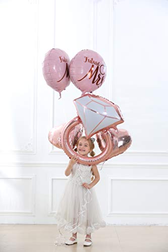 32 inch Diamond Ring Foil Balloon 22inch Rose Gold She Said Yes Balloon Future Mrs Foil Balloons Rose Gold Heart shape Foil Balloon Great for Bridal Shower Bride to be Party Wedding Engagement Decoration (5pcs)