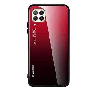 Toppix Case for Huawei P40 Lite, Hybrid Cover TPU Bumper + Multicolor Gradient 9H Backcover [Scratch-Resistant] for Huawei P40 Lite (Red, Black)