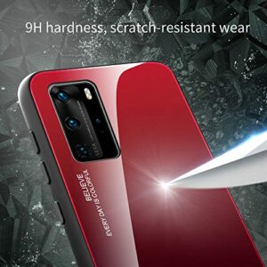 Toppix Case for Huawei P40 Lite, Hybrid Cover TPU Bumper + Multicolor Gradient 9H Backcover [Scratch-Resistant] for Huawei P40 Lite (Red, Black)