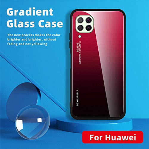 Toppix Case for Huawei P40 Lite, Hybrid Cover TPU Bumper + Multicolor Gradient 9H Backcover [Scratch-Resistant] for Huawei P40 Lite (Red, Black)