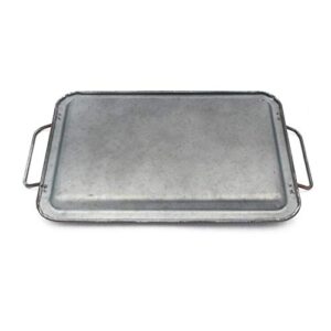 Funerom Distressed Galvanized Metal Decorative Serving Tray with Handles Rectangle 13×9 inchs