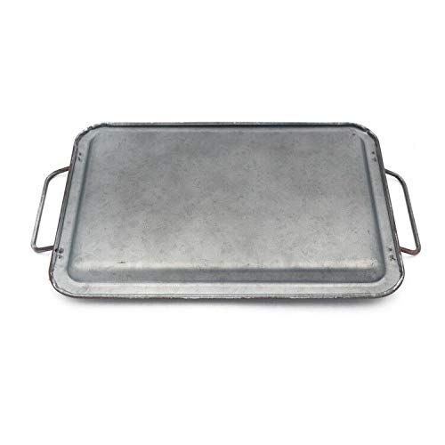 Funerom Distressed Galvanized Metal Decorative Serving Tray with Handles Rectangle 13×9 inchs