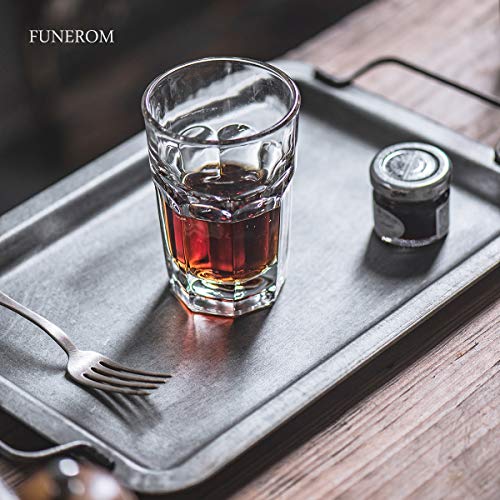 Funerom Distressed Galvanized Metal Decorative Serving Tray with Handles Rectangle 13×9 inchs