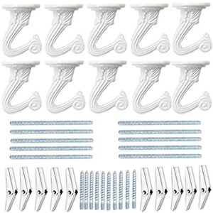 lifeunite 10 sets metal ceiling hooks, white heavy duty ceiling hanging hooks for plant, basket and canopy