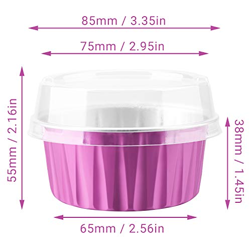 Cupcake Liners, EUSOAR 50pcs 5oz 125ml Disposable Ramekins, Aluminum Foil Muffin Liners Cups, Disposable Aluminum Foil Cupcake Baking Cups Holders Cases Boxes Containers Pans