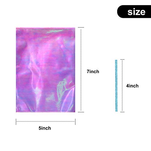 120 Pieces Iridescent Cellophane Bag Cellophane Treat Bags Iridescent Party Favor Bag Holographic Cellophane Bag with 200 Pieces Twist Ties for Party Wedding Birthday