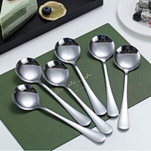 Soup Spoons, Kyraton 6 Pieces Stainless Steel Round Spoons,Dinner Spoon Table Spoon, Spoons Silverware Dishwasher Safe Set of 6