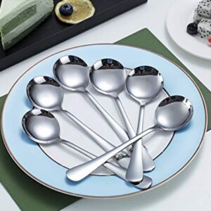 Soup Spoons, Kyraton 6 Pieces Stainless Steel Round Spoons,Dinner Spoon Table Spoon, Spoons Silverware Dishwasher Safe Set of 6