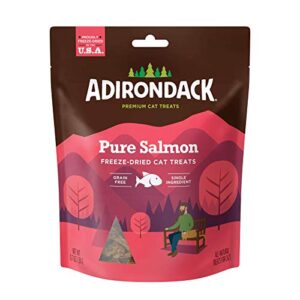 adirondack grain free cat treats made in usa only (single ingredient freeze dried cat treats), pure salmon, 0.7 oz. resealable bag
