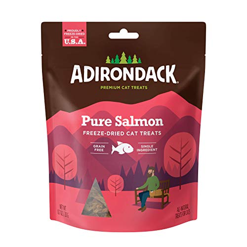 Adirondack Grain Free Cat Treats Made in USA Only (Single Ingredient Freeze Dried Cat Treats), Pure Salmon, 0.7 oz. Resealable Bag