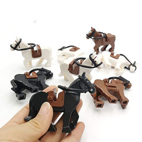 SPRITE WORLD Action War Horse Animals Building Blocks Toy 8pcs/Set with Saddles and Reins for Battleground Zoon Farm Model Educational Toys Compatible Major Block