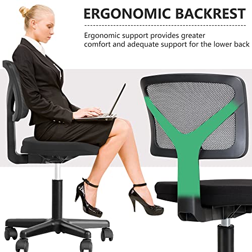 Home Office Chair Ergonomic Desk Chair Mesh Computer Chair with Lumbar Support Swivel Rolling Executive Adjustable Task Chair for Women Adults(Black)