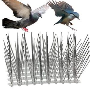 bird spikes,flexible stainless steel with plastic base, 5 feet coverage 6 strips barrier for pigeons and other small birds