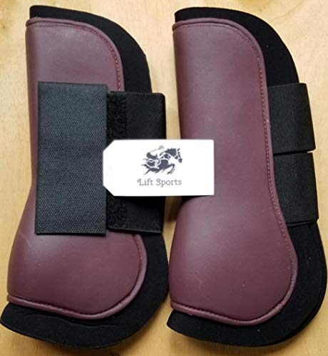 Horse Tendon & Fetlock Boots Jumping Leg Protection Boots Light Weight Support Open Front Brushing Medicine (Maroon (Set of 4))