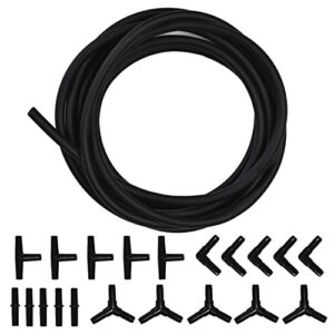 alegi aquarium 3/16 inch air tubing 25 feet with 40 connections for fish tank, terrariums and hydroponics (25ft + 40connections black)