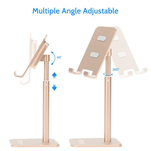 Urmust Cell Phone Stand Height Angle Adjustable Phone Stand for Desk Phone Holder for Office Compatible with iPhone 14 13 12 11 Pro Max X Xr 8 Plus 7 6 (Gold)