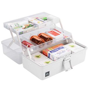 liangduo craft supply storage box, 3-layer clear plastic storage box/tool box multipurpose portable storage box/sewing box handled storage case for art craft and cosmetic school supply, office supply