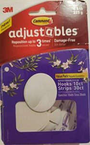 command 17850q-10es adjustables repositionable hook, quartz