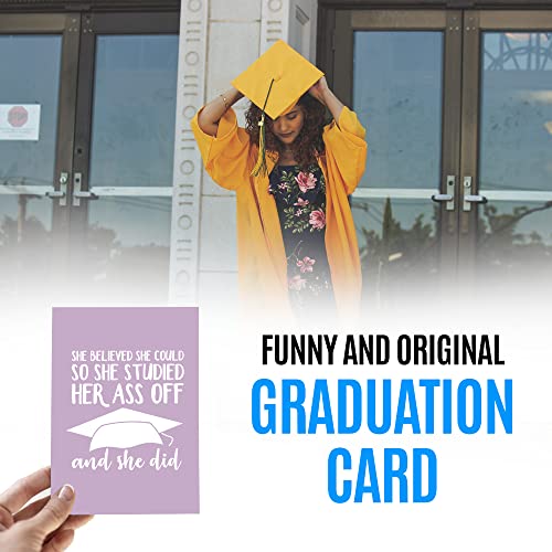 Funny and original graduation card for her with envelope | Inspirational card for women from mom, dad, friend… Fun and empowering present for graduation day.