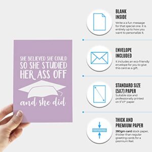 Funny and original graduation card for her with envelope | Inspirational card for women from mom, dad, friend… Fun and empowering present for graduation day.