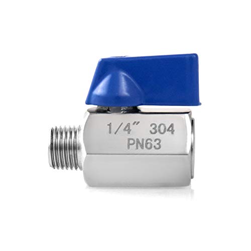 QWORK 2 Pack 1/4" NPT Female and Male Thread Mini Ball Valve 304 Stainless Steel Shut-Off Valve