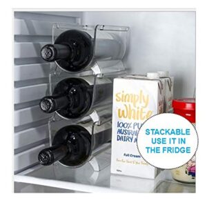 Modular Plastic Free-Standing Water Bottle and Wine Rack Storage Organizer for Kitchen Countertops, Pantry, Refrigerator ,Ideal Storage for Wine, Soda, Pop and Beer - Stackable, 2 Pack - Clear