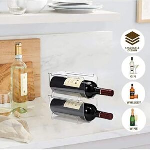 Modular Plastic Free-Standing Water Bottle and Wine Rack Storage Organizer for Kitchen Countertops, Pantry, Refrigerator ,Ideal Storage for Wine, Soda, Pop and Beer - Stackable, 2 Pack - Clear