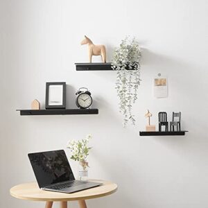 JOOM Floating Shelves, Storage Shelves, Bathroom Shelves, Wall Mounted, Aluminum (12 Inch, Black)