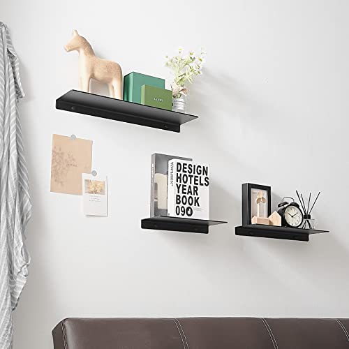 JOOM Floating Shelves, Storage Shelves, Bathroom Shelves, Wall Mounted, Aluminum (12 Inch, Black)