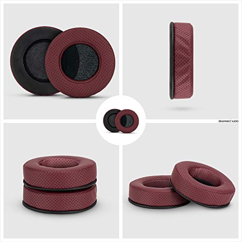 Brainwavz Round Memory Foam Earpads - Suitable Many Large Headphones - SteelSeries, HD668B, ATH, AKG K553, HifiMan, ATH, Philips, Fostex, Sony Ear Pad & More (Perforated Red)