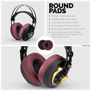 Brainwavz Round Memory Foam Earpads - Suitable Many Large Headphones - SteelSeries, HD668B, ATH, AKG K553, HifiMan, ATH, Philips, Fostex, Sony Ear Pad & More (Perforated Red)