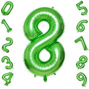 green 8 balloons,40 inch birthday foil balloon party decorations supplies helium mylar digital balloons (green number 8)