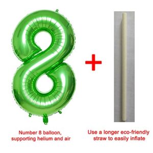 Green 8 Balloons,40 Inch Birthday Foil Balloon Party Decorations Supplies Helium Mylar Digital Balloons (Green Number 8)