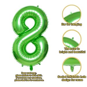 Green 8 Balloons,40 Inch Birthday Foil Balloon Party Decorations Supplies Helium Mylar Digital Balloons (Green Number 8)