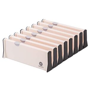 qozary 8 pack adjustable drawer dividers organizer separators expandable from 10.9-17.2", plastic dresser organizer for bedroom, bathroom, closet, baby drawer, office desk, kitchen storage