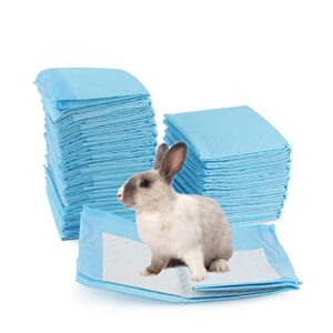 kathson 50 pcs rabbits disposable diaper cage pad super absorbent healthy cleaning underpads for guinea pigs,hedgehogs, hamsters, chinchillas, cats, reptiles and other small animals(blue)