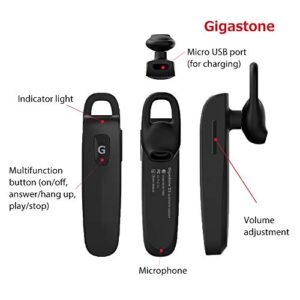 Gigastone D1 Bluetooth Earpiece, Wireless Handsfree Headset with Microphone, 6-8 Hrs Driving Single Ear Bluetooth Headset, Noise Canceling Mic, Compatible with iPhone Android