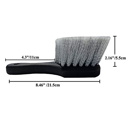 LUCKLYJONE Wheel & Tire Brush for Car Rim, Soft Bristle Car Wash Brush, Cleans Tires & Releases Dirt and Road Grime, Short Handle for Easy Scrubbing Black