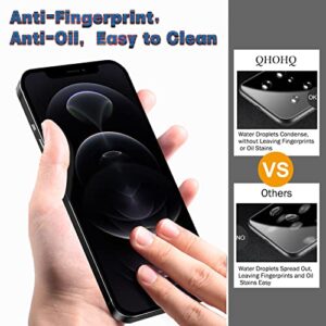 QHOHQ 3 Pack Screen Protector for iPhone 12 Pro 6.1 Inch with 2 Pack Tempered Glass Camera Lens Protector, Ultra HD, 9H Hardness, Scratch Resistant, Easy Install - case Friendly