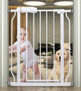 hoooen small narrow baby gate for stairs doorways hallways 24 inch to 29 inch wide pressure mounted baby gate walk through child gates for kids or pets indoor safety gates