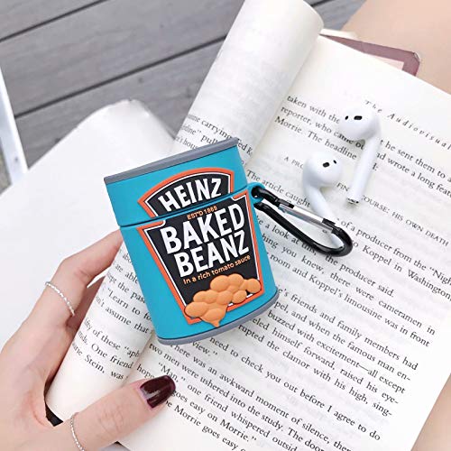 Generic for Airpods Silicone Case Funny Cover Compatible Apple Airpods 1&2[Best Gift for Girl Boy] for Kids Girls Teens Boys Character Skin Keychain Airpod - Tomato Sauce Baked Beans