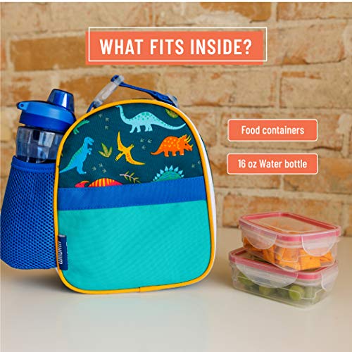Wildkin Insulated Clip-in Lunch Box Bag for Boys & Girls, Measures 9 x 7 Inches Lunch Box for Kids, Ideal for Hot or Cold Snacks for School & Travel Kids Lunch Box (Jurassic Dinosaurs)