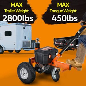 SuperHandy Trailer Dolly Electric Power 2800LBS Max Trailer Weight, 450LBS Max Tongue Weight, DC 24V 800W 12V 7Ah Powered Heavy Duty Commercial Jack Lever 2" Ball Mount Included