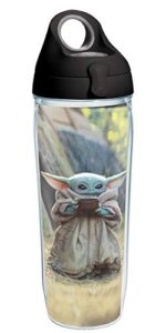 tervis made in usa double walled star wars - the mandalorian child sipping insulated tumbler cup keeps drinks cold & hot, 24oz water bottle, clear
