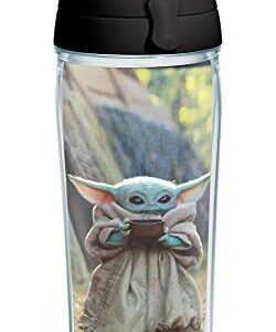 Tervis Made in USA Double Walled Star Wars - The Mandalorian Child Sipping Insulated Tumbler Cup Keeps Drinks Cold & Hot, 24oz Water Bottle, Clear