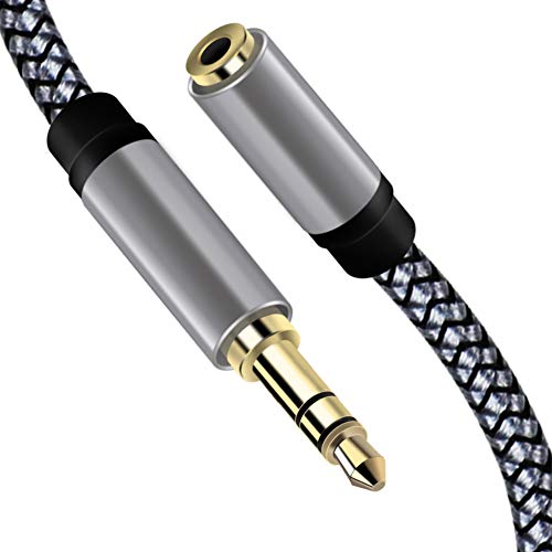 Headphone Extension Cable,3.5mm Male to Female Extension Stereo Audio Extension Cable Adapter Gold Plated Nylon Braided Cord Compatible for iPhone, iPad, Smartphones, Tablets (9.8ft/3m)