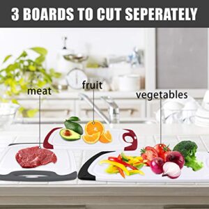 Cutting Boards for Kitchen, Plastic Chopping Board Set of 4 with Non-Slip Feet and Deep Drip Juice Groove, Easy Grip Handle, Dishwasher Safe, BPA Free, Non-porous