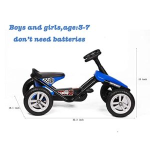 LONABR Pedal Go Kart Ride on Toys 4 Wheel Kids' Pedal Car Racer with EVA Rubber Tires for Outdoor for Boys & Girls