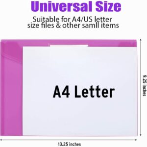 Sooez 24 Pack Plastic Envelopes Poly Envelopes, Clear Document Folders US Letter A4 Size File Envelopes with Label Pocket for Home Work Office Organization, Assorted Color