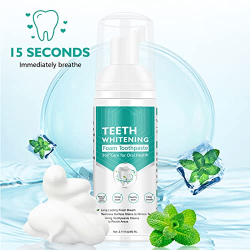 Teeth Whitening Toothpaste, 2 Pack Citrus Baking Soda Toothpaste, Foam Whitening Toothpaste, Ultra-fine Mousse Foam Deeply Cleaning Gums, Stain Removal